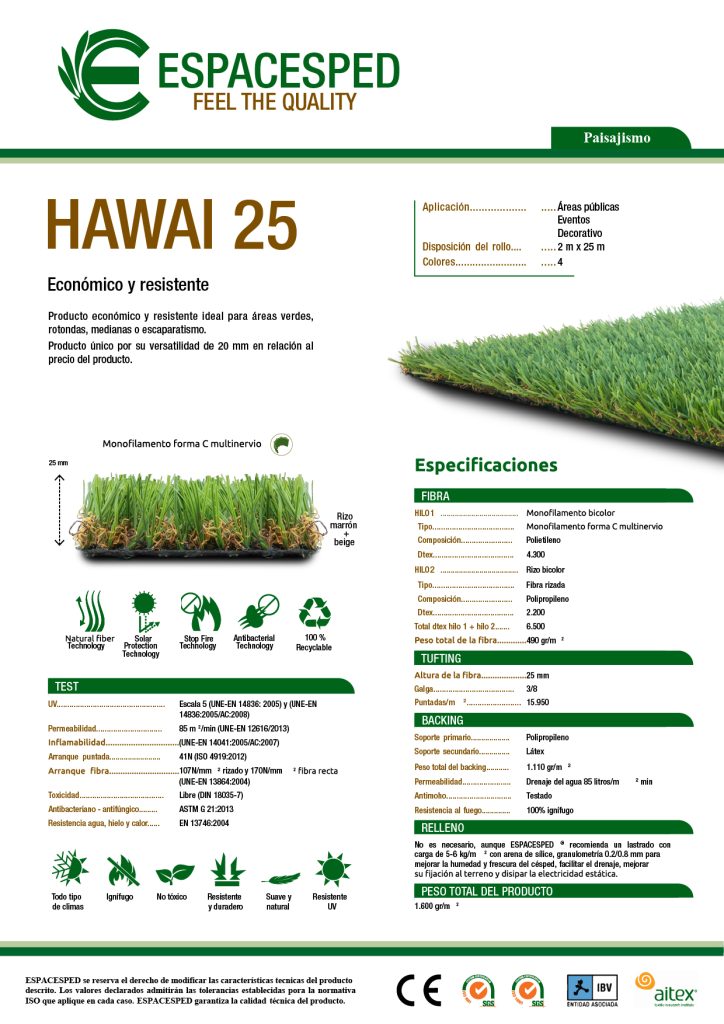 ficha técnica hawai25